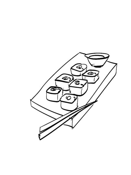 Раскраска еда суши
