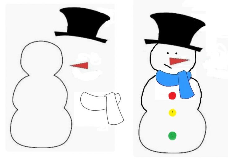 Шаблон снеговика для аппликации