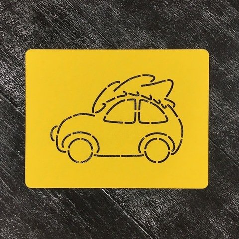 Машина с елкой трафарет для пряников