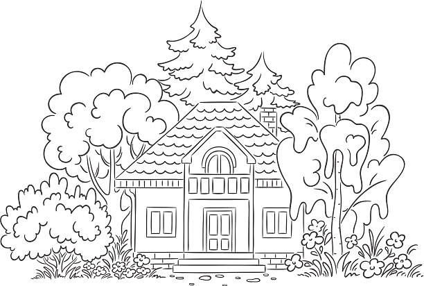 Трафарет дома для рисования для детей