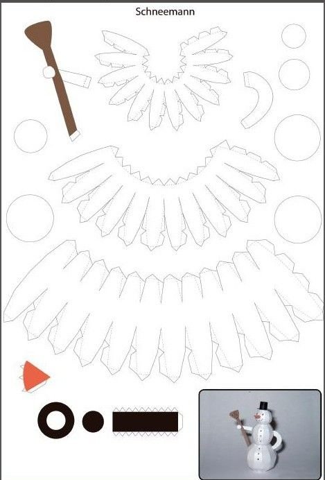 Шаблон объемного снеговика