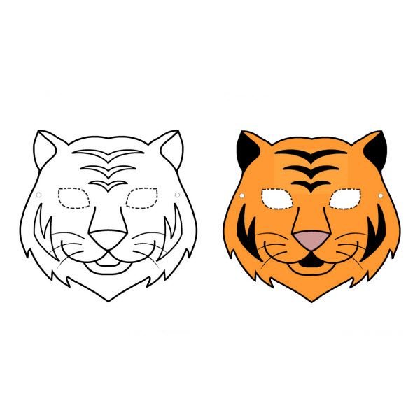 Маска тигра для детей для раскрашивания