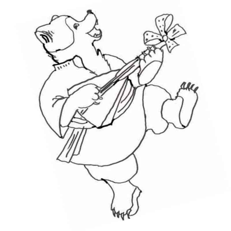 Мишка с балалайкой раскраска
