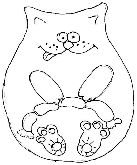 Трафарет кота для лепки из соленого теста