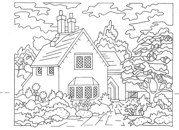 Домик раскраска для детей