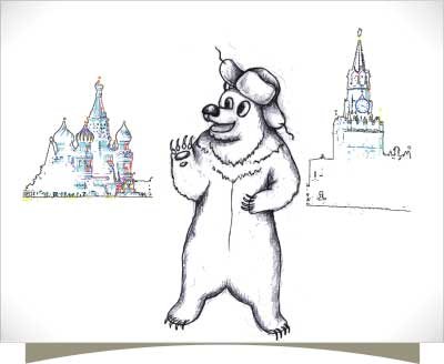 Медведь с балалайкой трафарет