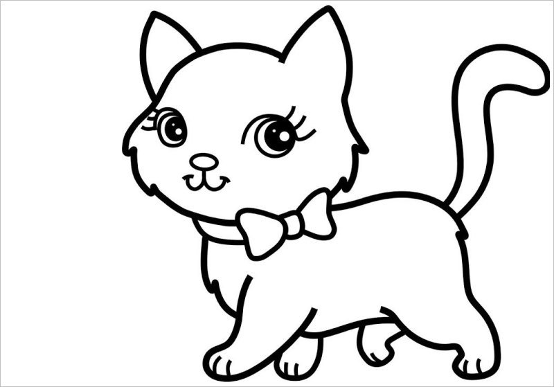 Кошка раскраска для детей