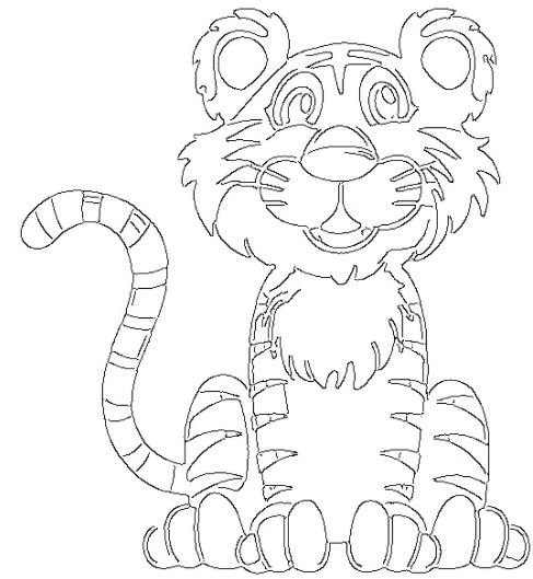 Трафарет Тигренок для вырезания на окно