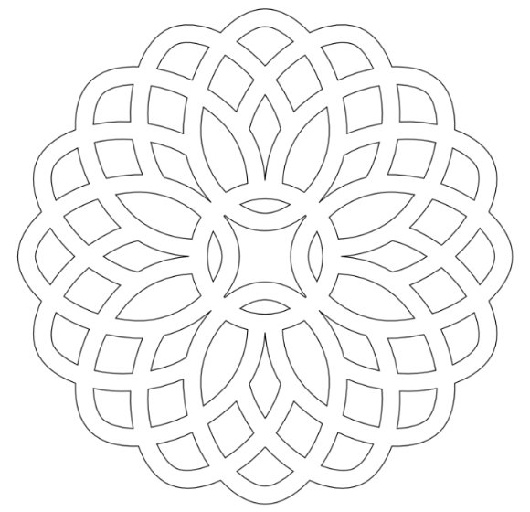 Снежинка круглая трафарет для вырезания