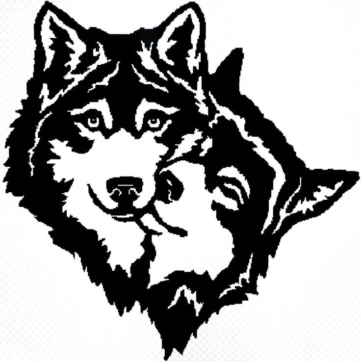 Морда волка для гравировки