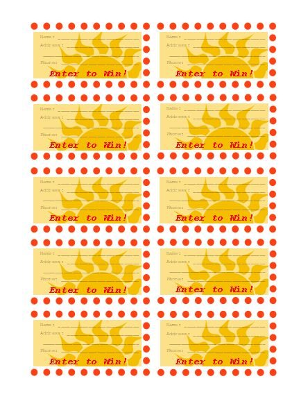 Лотерейный билетик шаблон