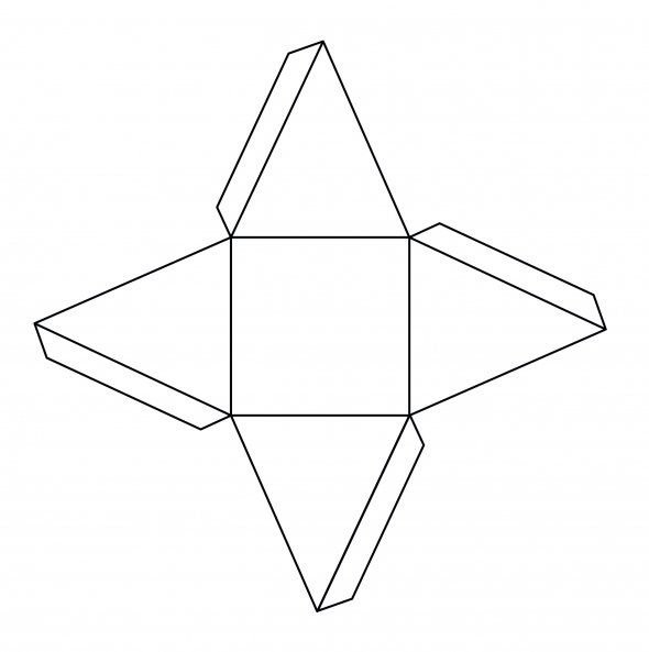 Развёртка четырёхугольной пирамиды для склеивания