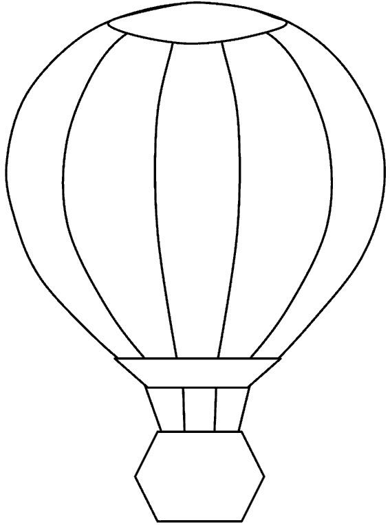 Воздушный шар с корзиной трафарет