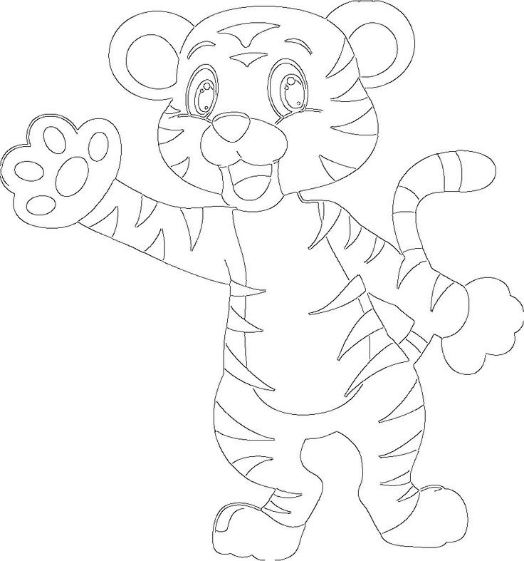 Трафарет Тигренок для вырезания на окно