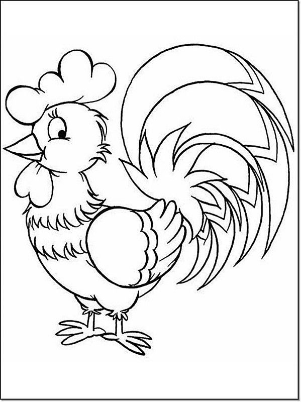 Петух раскраска
