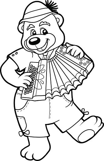 Раскраска мальчик с гармошкой