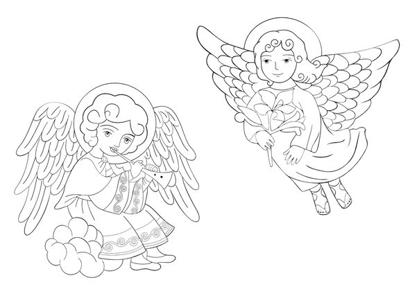 Ангелочки раскраска