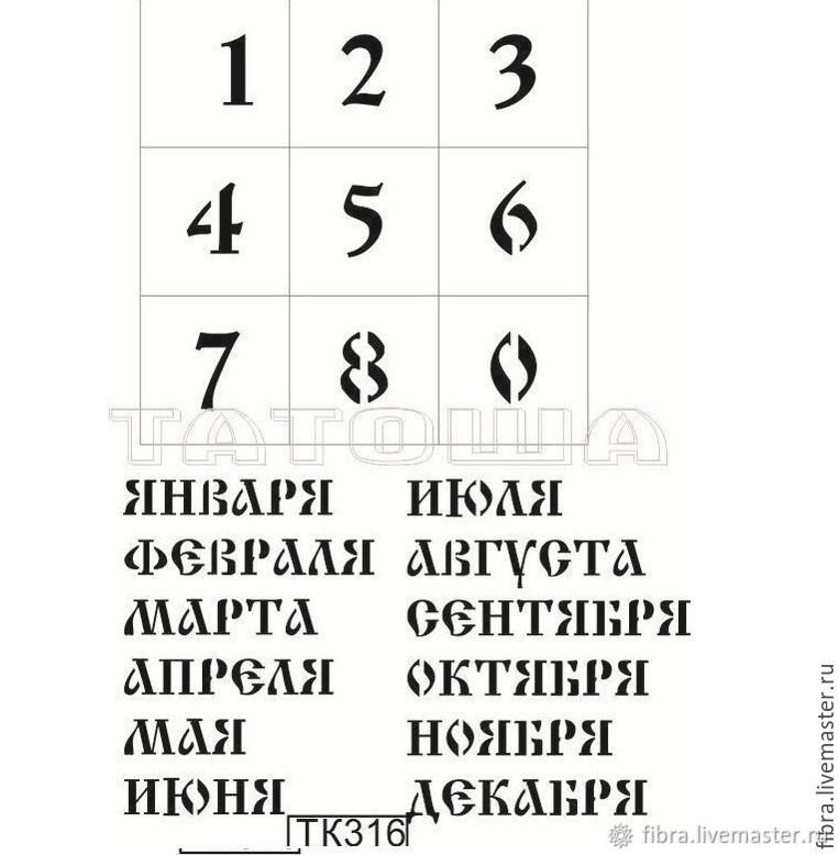 Цифры для вечного календаря