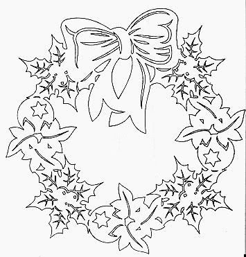 Новогодний венок трафарет на окно