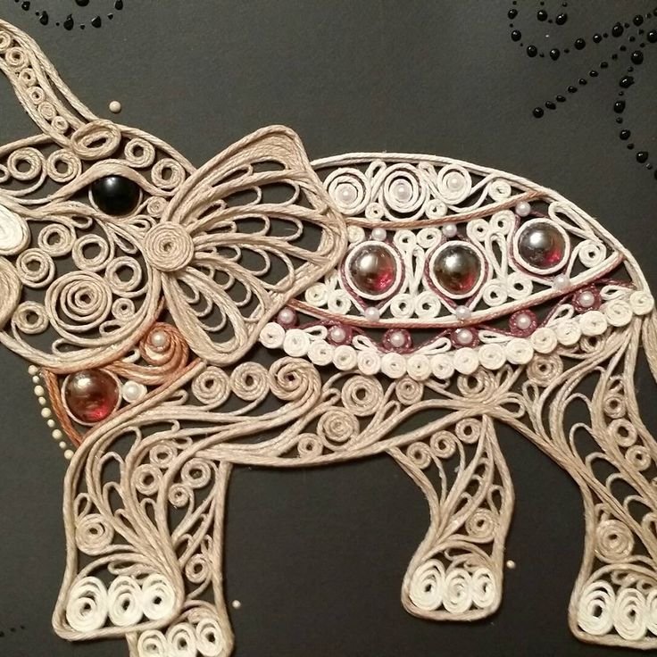 Джутовая филигрань слон объемный