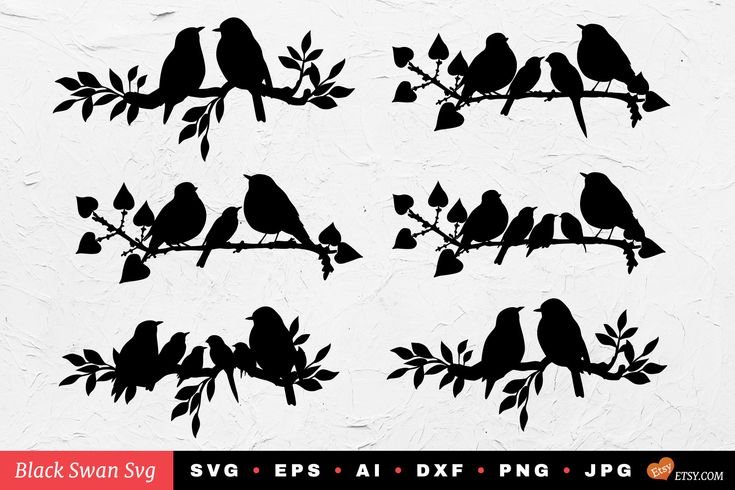 Птица с цветком силуэт