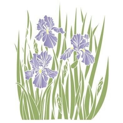 Трафарет ирисов для декора стен