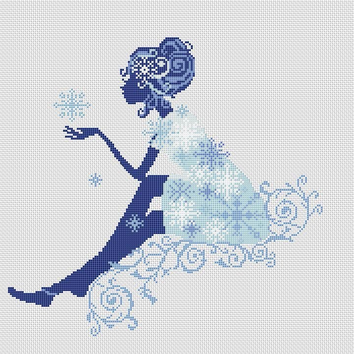 Вышивка девочка зима