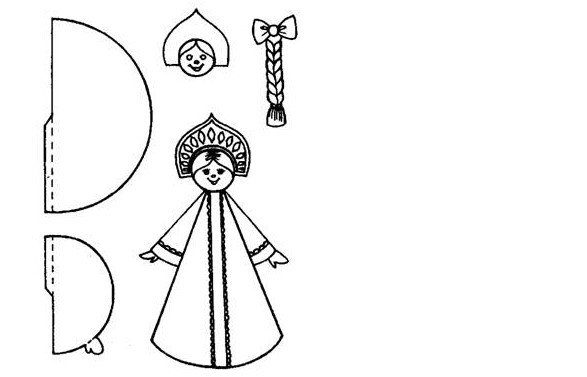 Шаблон Снегурочки для аппликации