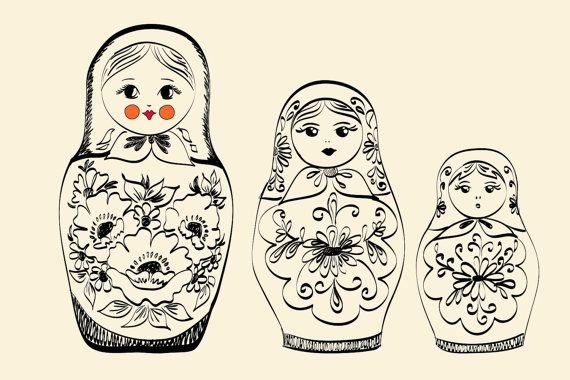 Семеновская Матрешка разукрашка