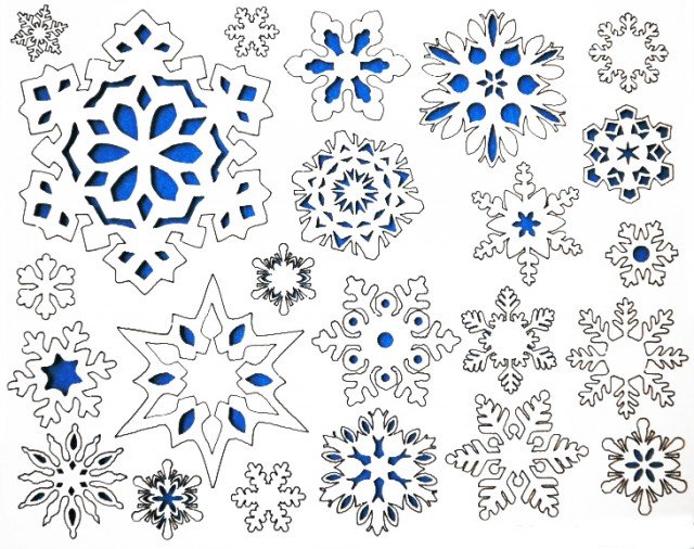 Снежинки много на одном листе