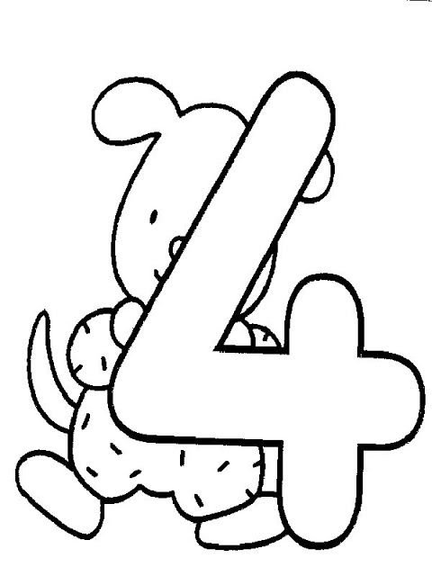 Раскраска цифра 4 для дошкольников