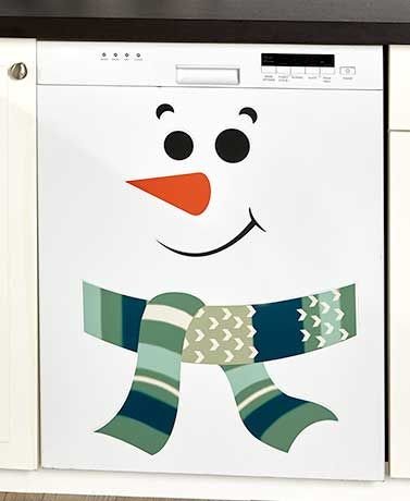 Трафарет снеговика на холодильник