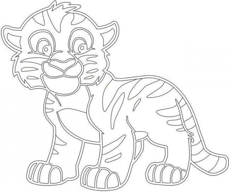 Тигренок на окно трафарет