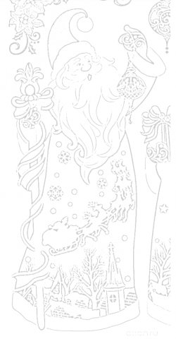 Вытынанки дед Мороз высыпает снежинки