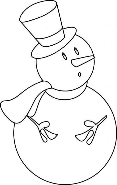 Снеговик раскраска для малышей