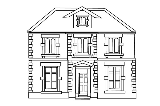 Раскраска. Домики