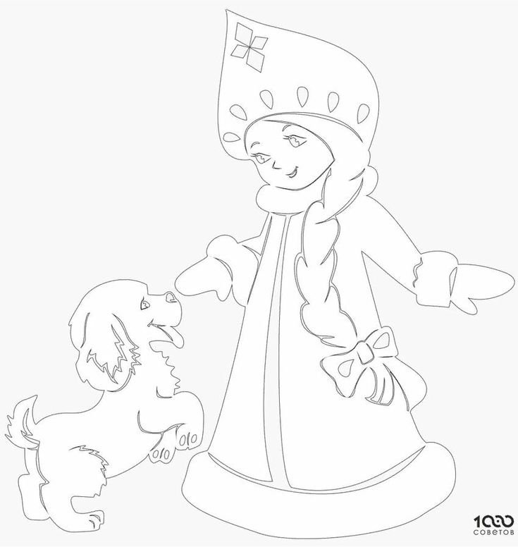 Трафарет Снегурочки на окно