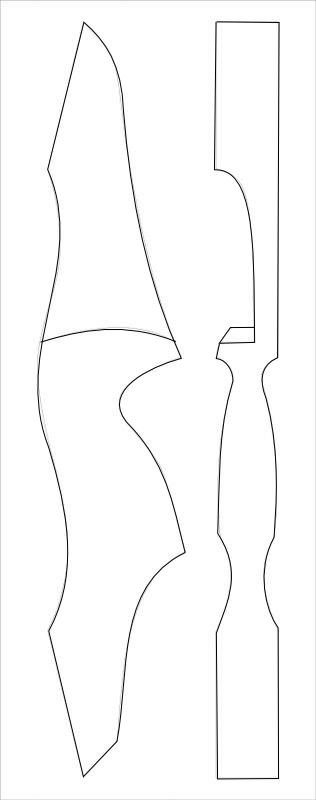 Чертеж рукояти рекурсивного лука