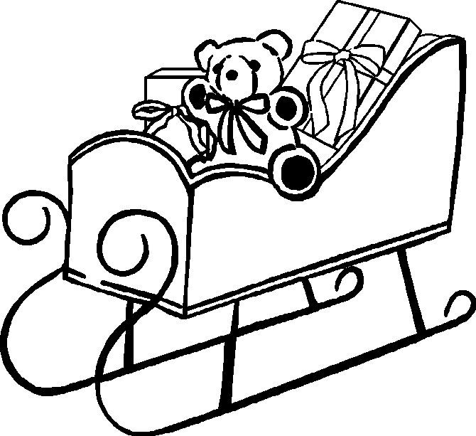 Дед Мороз на санках раскраска