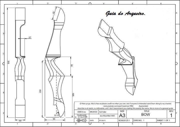 Чертеж рукояти разборного лука