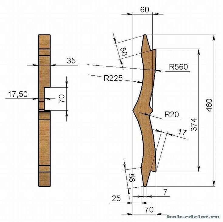 Чертеж рукояти рекурсивного лука