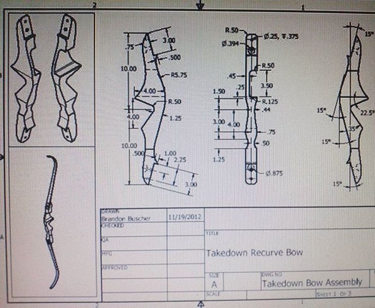 Рукоятка разборного лука чертеж