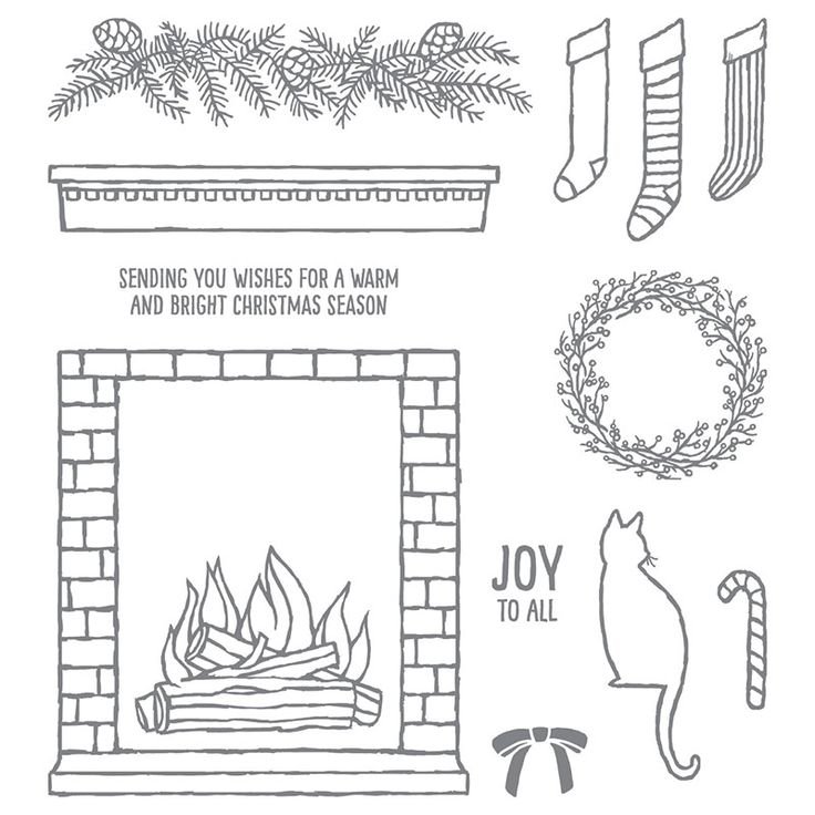 Камин трафарет на стену