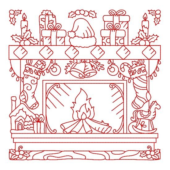 Новогодний камин раскраска