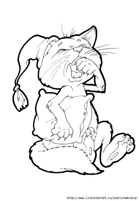 Кот Баюн раскраска для детей