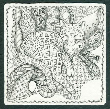 Дудлинг и Зентангл кошки