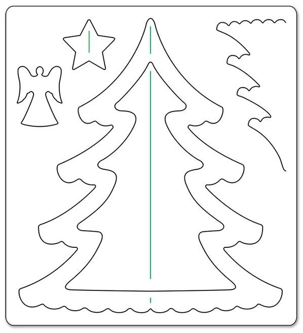Елочка трафарет для вырезания