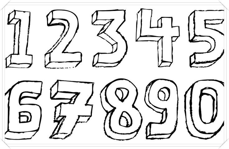 Объемные цифры карандашом