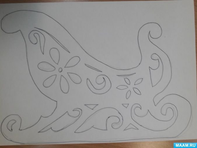 Сани Деда Мороза трафарет для вырезания