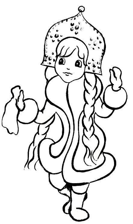 Раскраска новый год Снегурочка